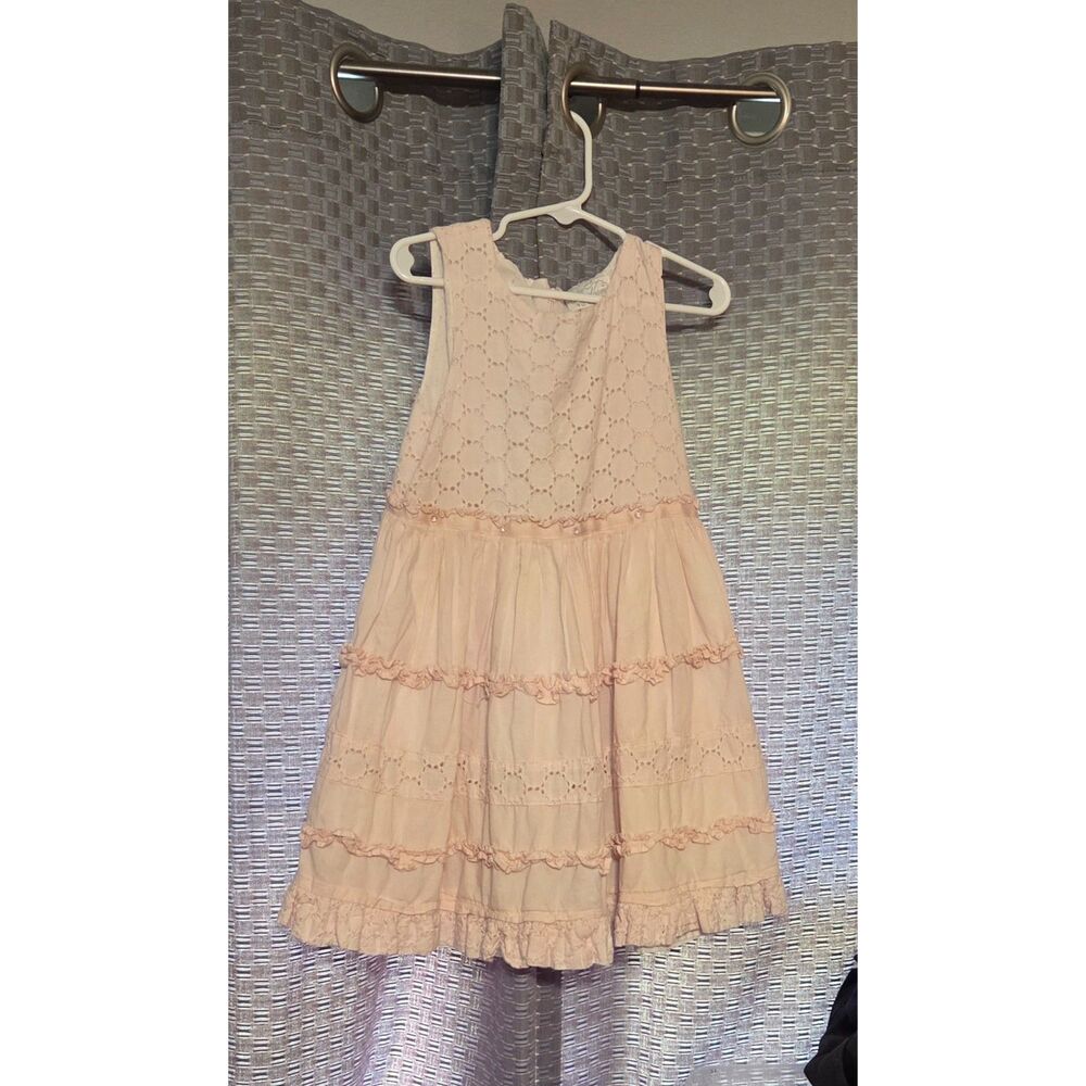 Heirlooms by Polly Flinders Vintage eyelet blush pink dress size 6